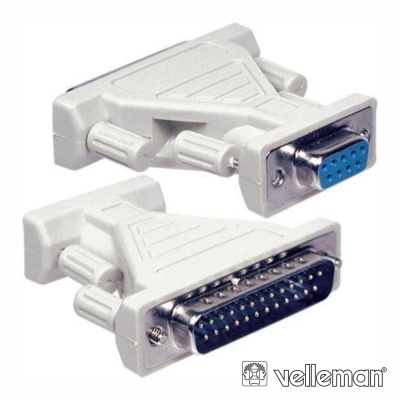 Adaptadores de ligação brancos em plástico com conectores metálicos e marca Velleman