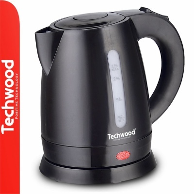 Chaleira elétrica preta Techwood com janela de nível de água