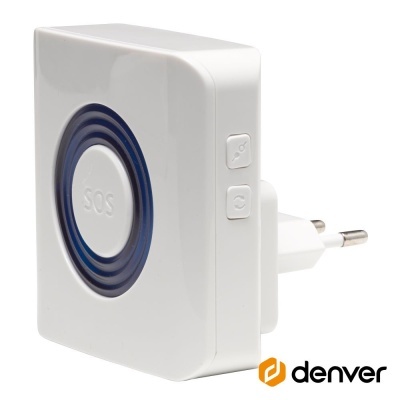 Alarme SOS branco com led azul e ficha europeia