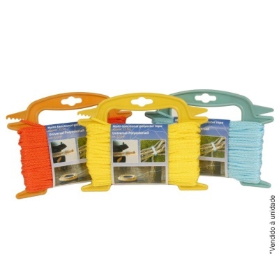 Três cordas multifuncionais de poliéster em suportes coloridos com etiquetas