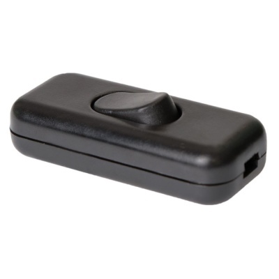 Interruptor de plástico preto retangular com botão de pressão