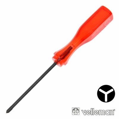 Chave de fendas com cabo vermelho translúcido e haste preta