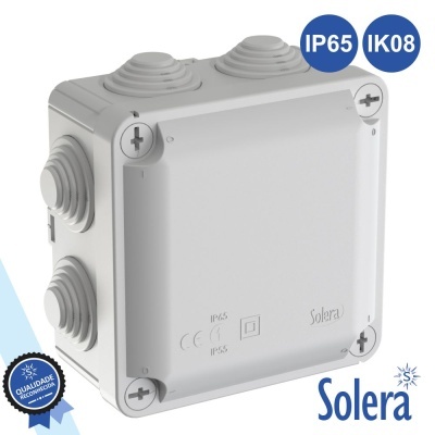Caixa elétrica branca Solera com vedantes e selos IP65 IK08