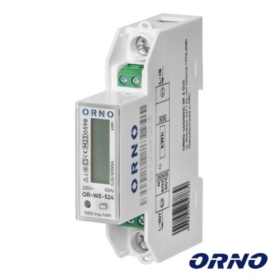 Contador digital de energia elétrica ORNO branco com visor digital