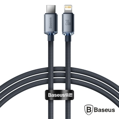 Cabo de carregamento Baseus USB-C para Lightning preto 20W com embalagem