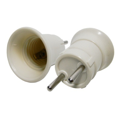 Adaptador de tomada elétrica branco com dois pinos redondos