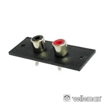 Painel de conexão com duas entradas RCA preta e vermelha