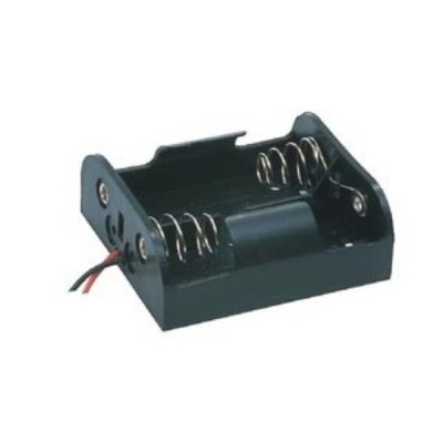 Suporte de pilhas preto para 2 pilhas AA com fios