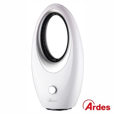 Ventoinha Ardes oval branca com grelha preta e botão frontal redondo