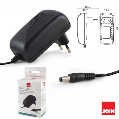 Adaptador de corrente JOIN com plugue europeu e conector jack