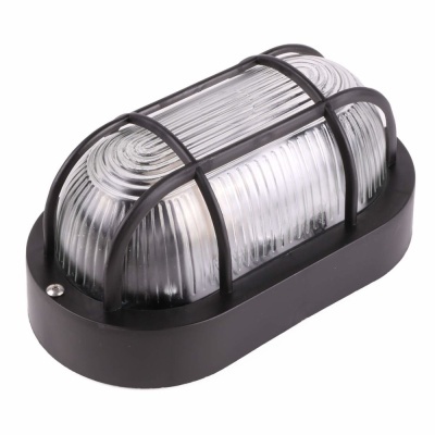 Candeeiro de parede exterior preto com vidro texturizado e proteção metálica