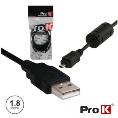 Cabo USB preto Pro K com conector tipo A e micro USB