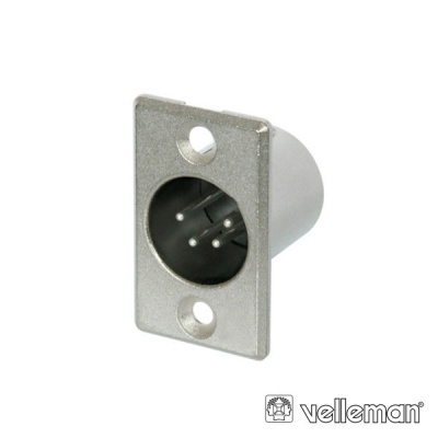 Conector elétrico metálico de três pinos com placa frontal e corpo branco