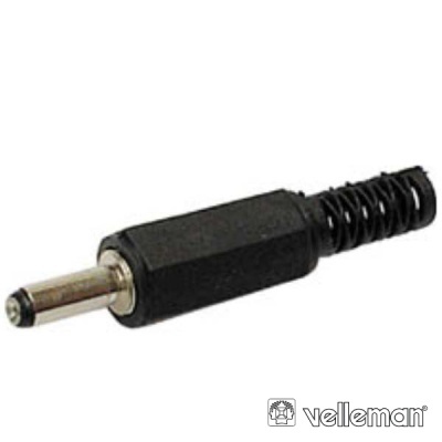 Conector de áudio preto com pino metálico e mola de proteção