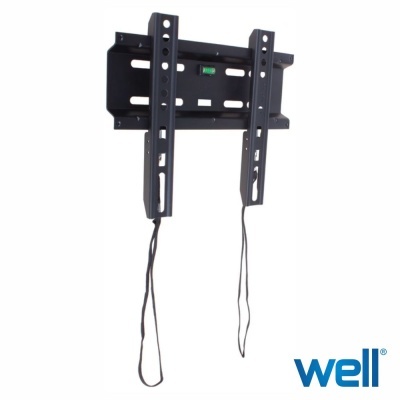 Suporte de parede preto para TV com alças e nível de bolha