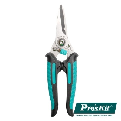 Alicate de corte Pro'sKit com cabo preto e azul e lâminas metálicas