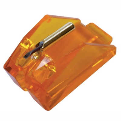 Agulha para gira-discos em plástico laranja com ponta metálica dourada