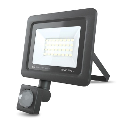 Projetor LED preto com sensor de movimento e LEDs amarelos