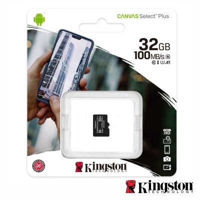 Cartão microSD Kingston CANVAS Select Plus 32GB na embalagem