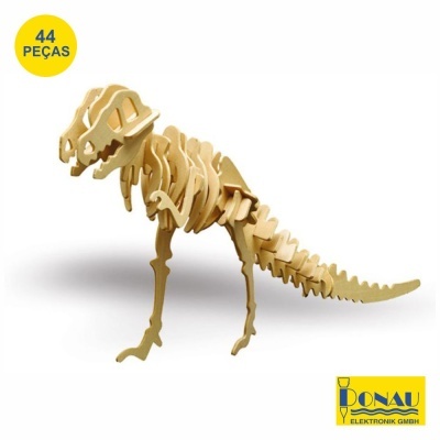 Quebra-cabeças 3D de madeira em forma de dinossauro com 44 peças