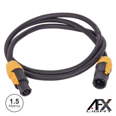 Cabo preto de 1.5 metros com conectores amarelos e pretos e logo AFX Light