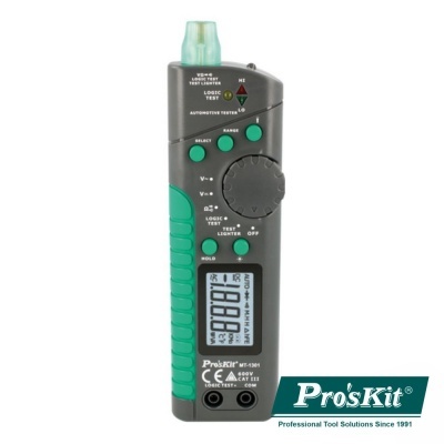 Tester elétrico cinzento e verde Pro'sKit com mostrador digital e botões