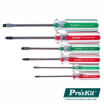 Conjunto de chaves de fendas Pro'sKit com cabos verde e vermelho