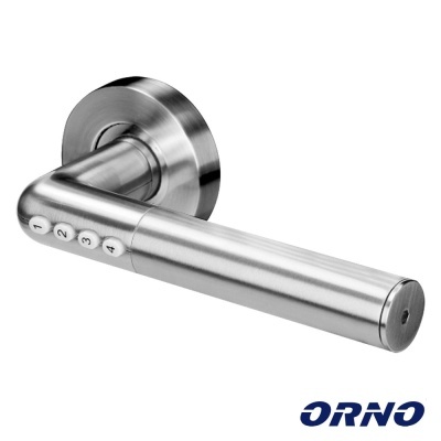 Puxador de porta metálico com botões numerados 1 a 5 e logotipo ORNO