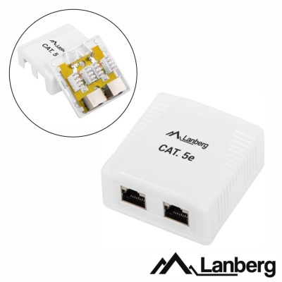 Extensor LAN Lanberg CAT. 5e branco com duas portas RJ45
