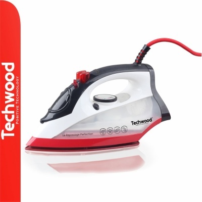 Ferro de engomar Techwood branco, cinza e vermelho com base vermelha