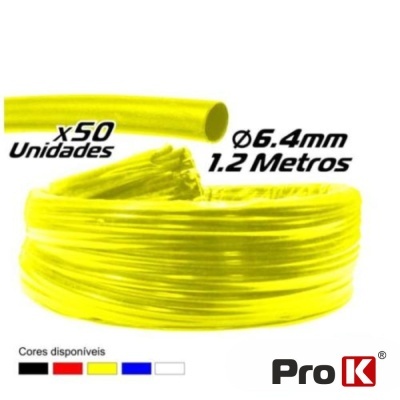 Tubos amarelos Pro K, 6,4 mm diâmetro, 1,2 m comprimento, rolo de 50 unidades