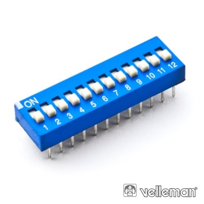 Interruptor DIP azul de 12 posições numeradas