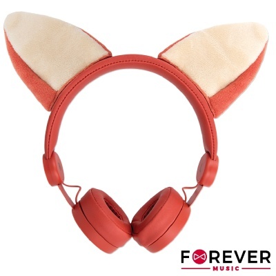 Ausculadores vermelhos com orelhas de gato cor de bege e vermelho