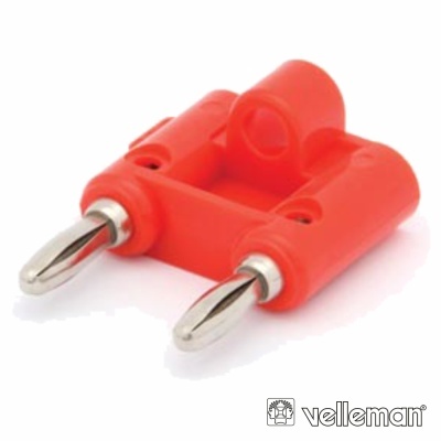 Conetor de teste elétrico vermelho com terminais prateados