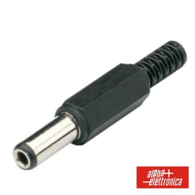 Conector macho DC preto com mola de proteção