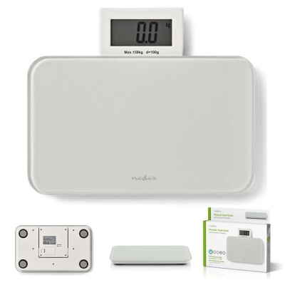 Balança digital de cozinha branca com ecrã digital retraível