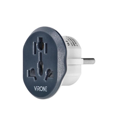 Adaptador de tomada universal preto e branco da marca VIRON