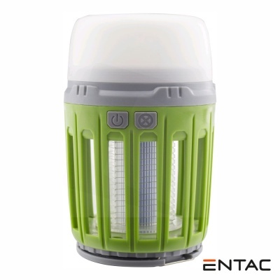 Dispositivo cilindrico verde e cinzento com tampa opaca branca