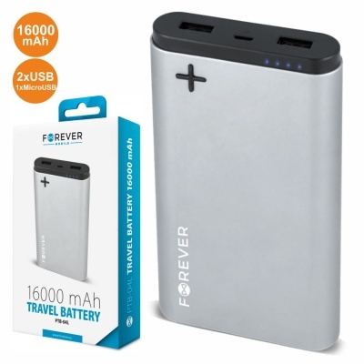 carregador portátil FOREVER 16000 mAh prata com embalagem