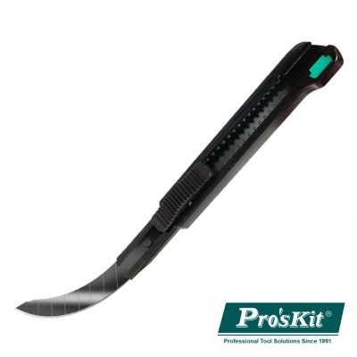 Estilete preto com lâmina curva e serrilhada