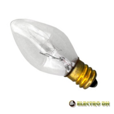 Lâmpada incandescente transparente com soquete dourado e logótipo Electro DH