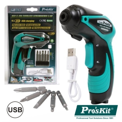 Chave de fendas sem fio Pro'sKit PT-8627 com cabo USB e pontas intercambiáveis