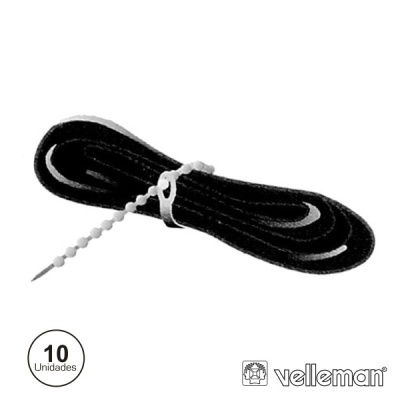 Cabo preto enrolado com fita branca e selo de 10 unidades Velleman