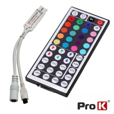 Controle remoto colorido para LED com controlador branco e fios