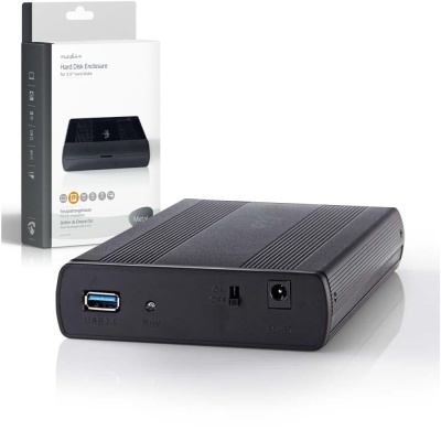 Estojo rígido preto para disco rígido com porta USB 3.0 e embalagem branca