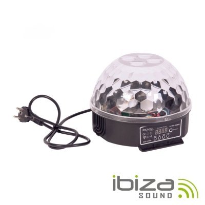 Luz de discoteca Ibiza Sound com cúpula transparente e base preta