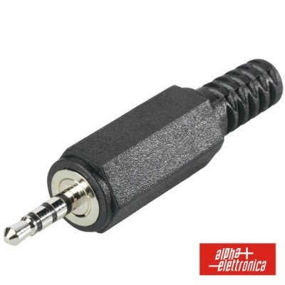 Conector áudio jack estéreo 3,5 mm preto com ponta metálica