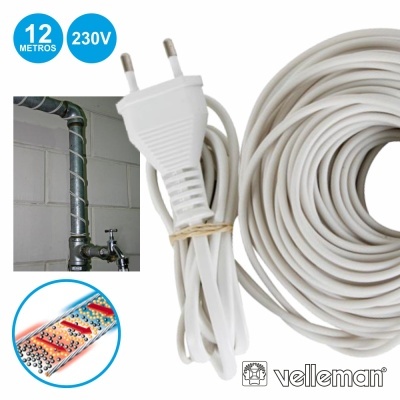 Cabo elétrico branco com ficha de 2 pinos 12 metros 230V Velleman