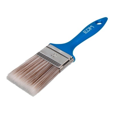 Pincel de pintura com cabo azul e cerdas bicolores