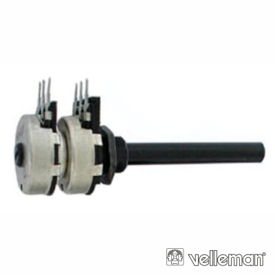 Potenciômetros rotativos metálicos com 3 terminais e eixo preto longo